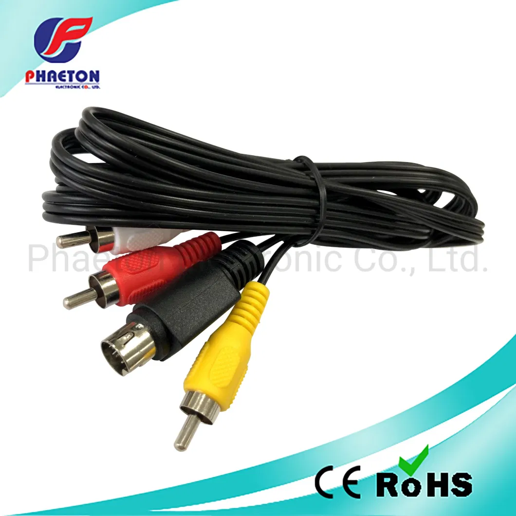 3RCA to 10 Mini Pin DIN Audio Video Cable